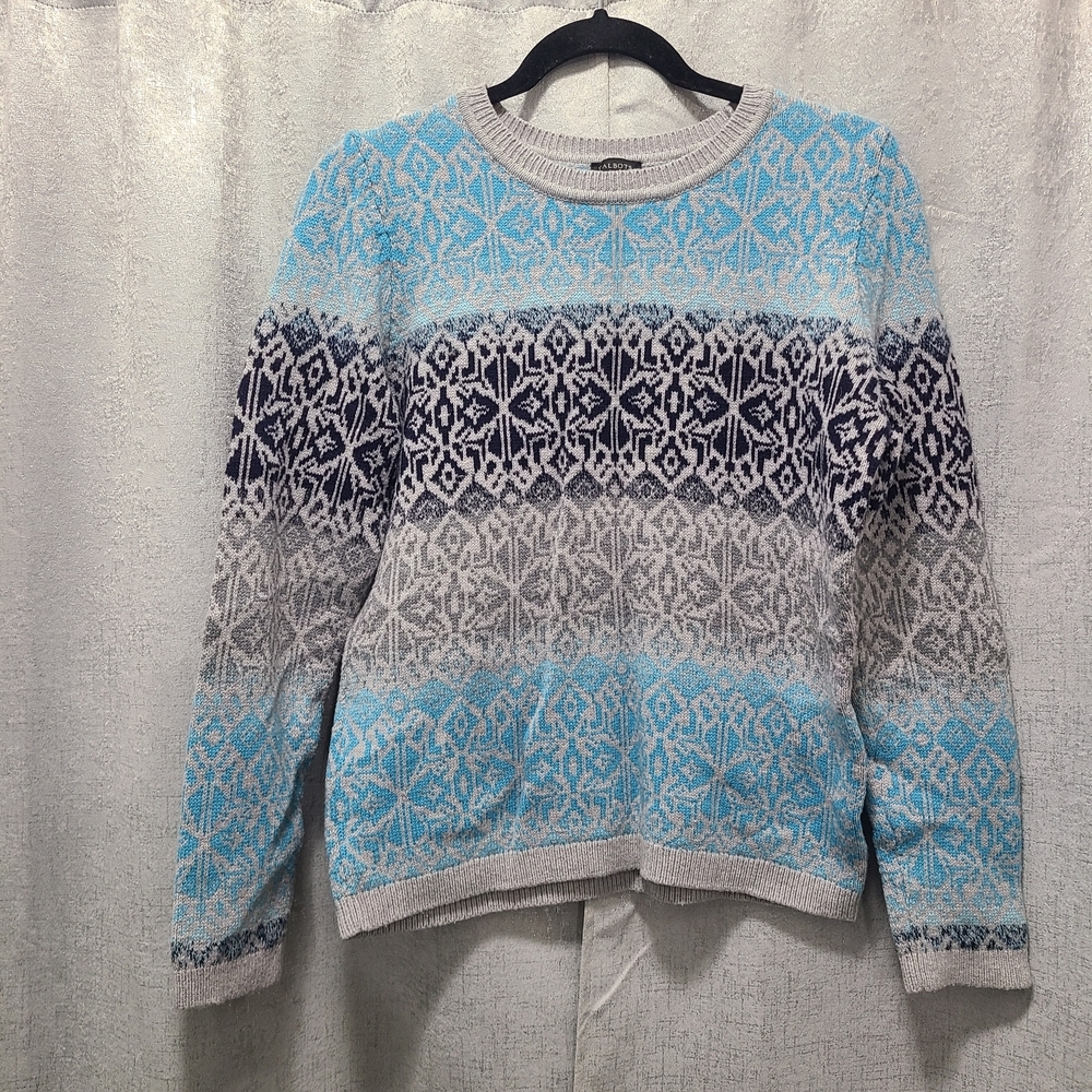 Talbots Gray and Blue‎ Knit Sweater M